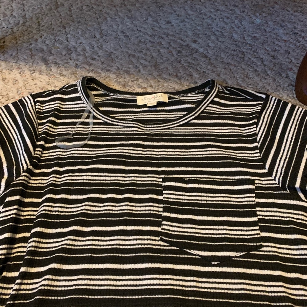 Black and white striped dress